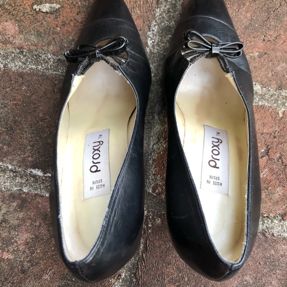 Proxy black leather heels sz 7 1/2 M made in Spain - Picture 5 of 8